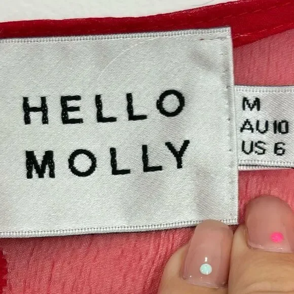 Hello Molly Red Long Sleeve Wrap Mini Dress - Picture 6 of 7